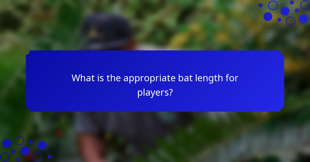 What is the appropriate bat length for players?