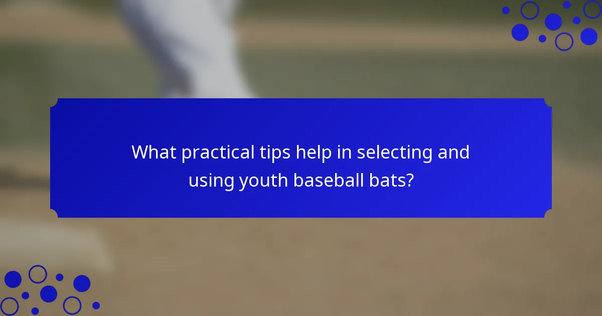 What practical tips help in selecting and using youth baseball bats?