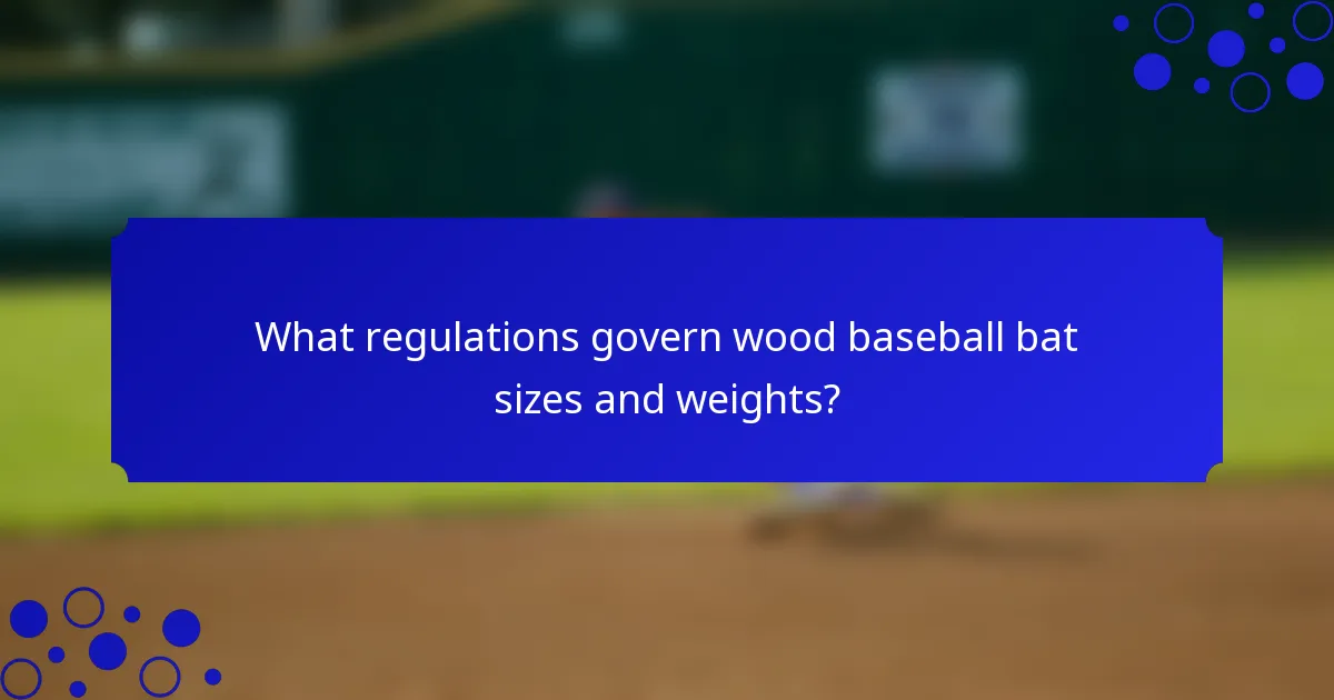 What regulations govern wood baseball bat sizes and weights?