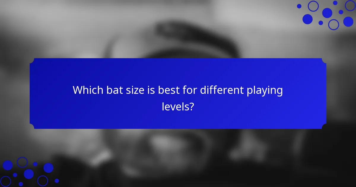 Which bat size is best for different playing levels?